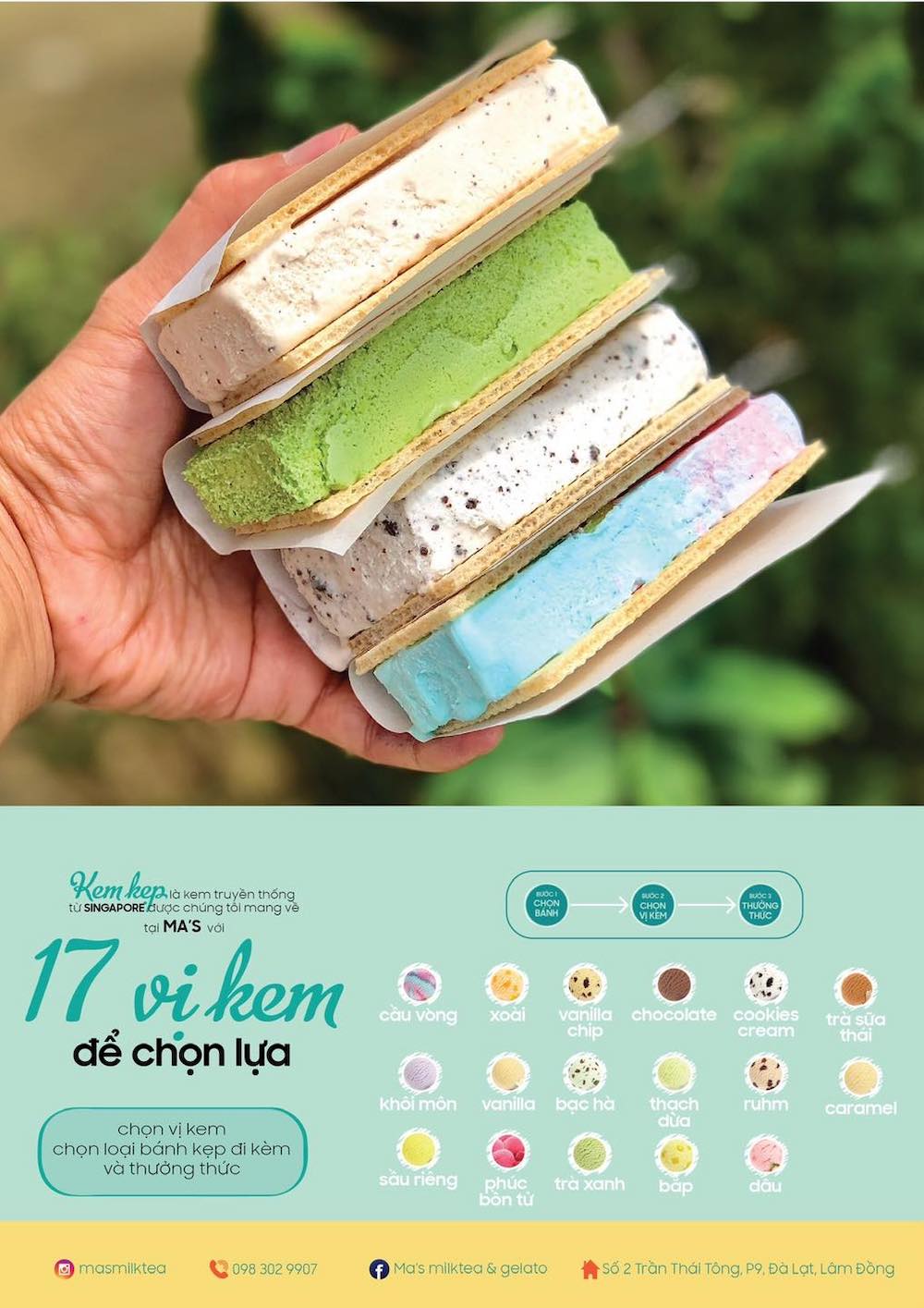 Join Ma's Milktea & Gelato to eat Italian ice cream in Japan in Da Lat city 12