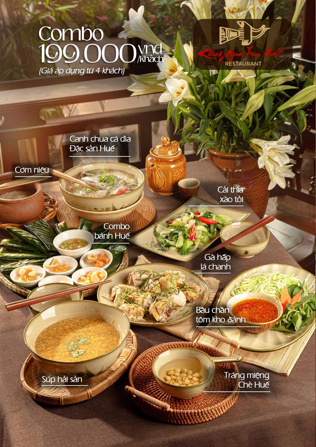 Come to Khong Gian Xua Hue restaurant to experience dining in the middle of ancient Ruong house 12