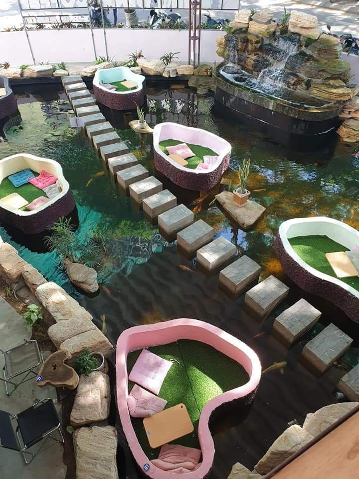 Leisurely stop by Dung Dinh Coffee to see the super quality Koi fish pond 5
